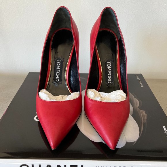 Tom Ford Shoes - Tom Ford Red Leather Pointed Toe Pumps
